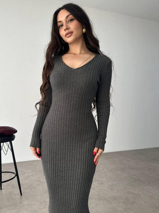 Robe longue en maille pour femme